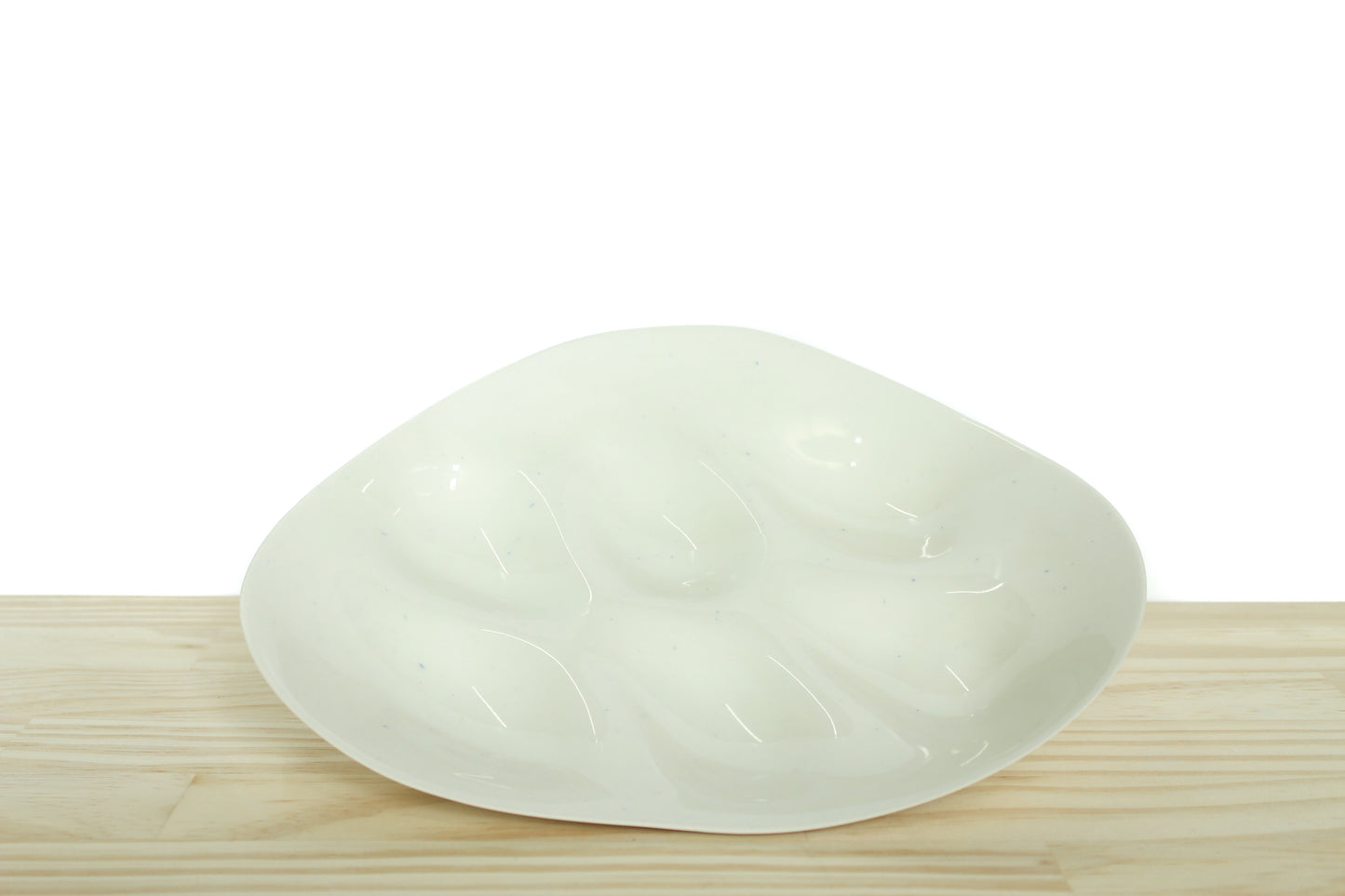 Oyster Tray White with Blue Specks